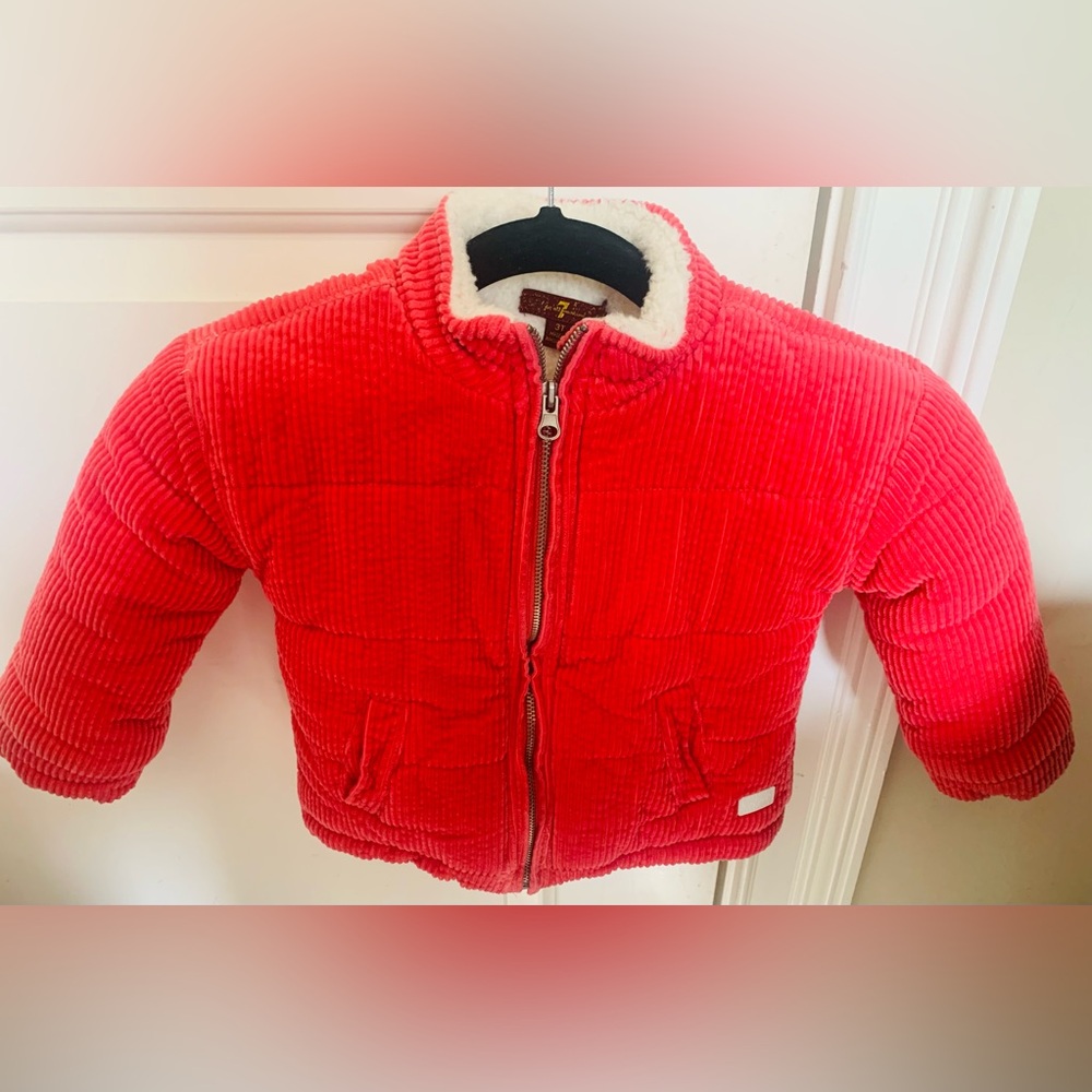 3T Seven for Mankind Corduroy Pink Shell Jacket with White  Sherpa Feel Lining